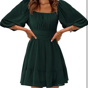 Exlura Dark Green Long Sleeve Dress